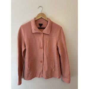 Talbots Women's Pink 100% Merino Wool Blazer Jacket Pockets Size Large